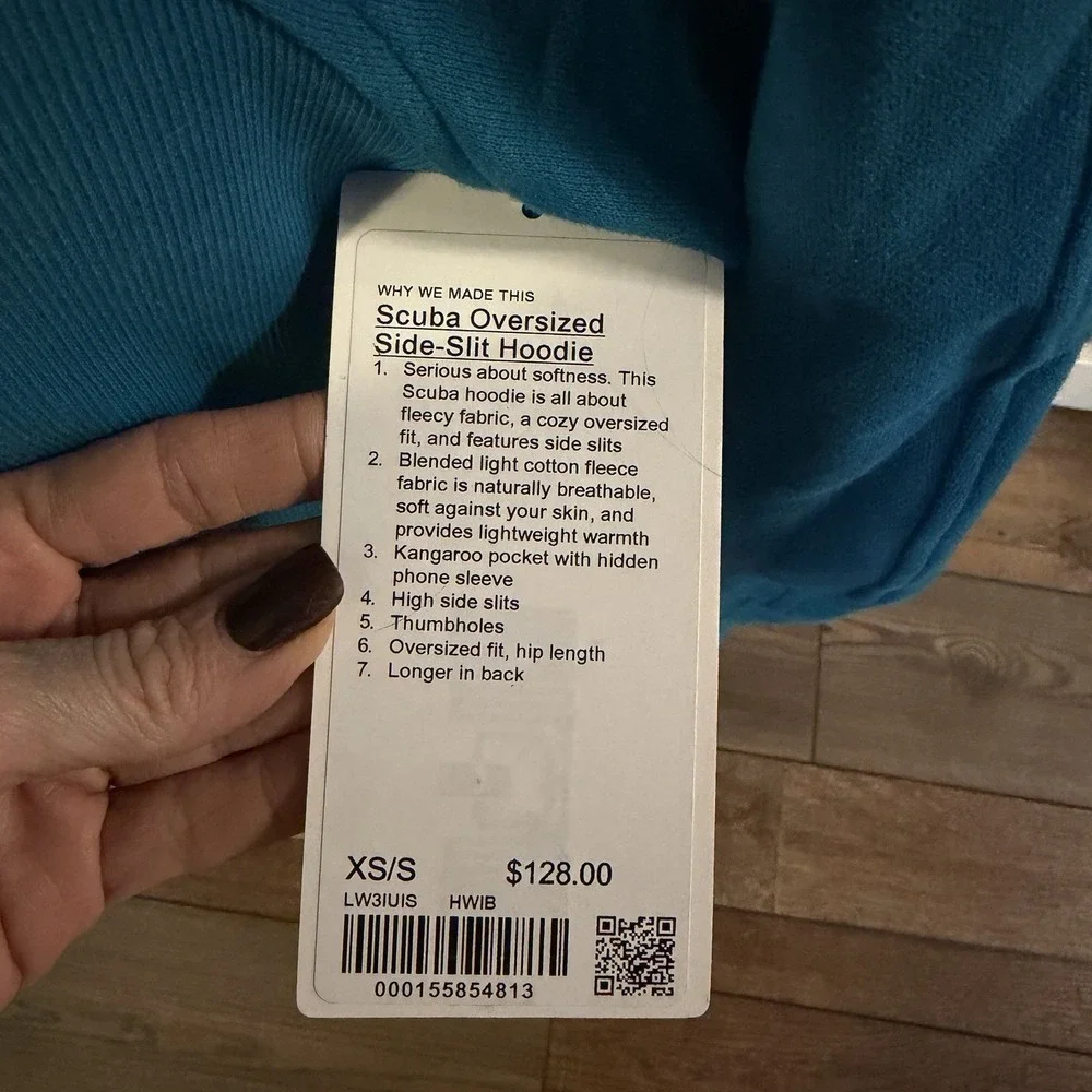 NWT Lululemon Scuba Oversized Side-Slit Hoodie Wmns XS/S Sweatshirt Hawaii Blue - Picture 3 of 7